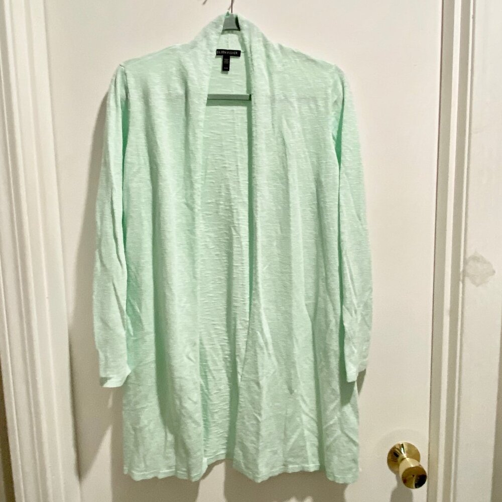 (3) Eileen Fisher Boho Minimalist Org. Linen Cotton Longline Cardigan Sweater M